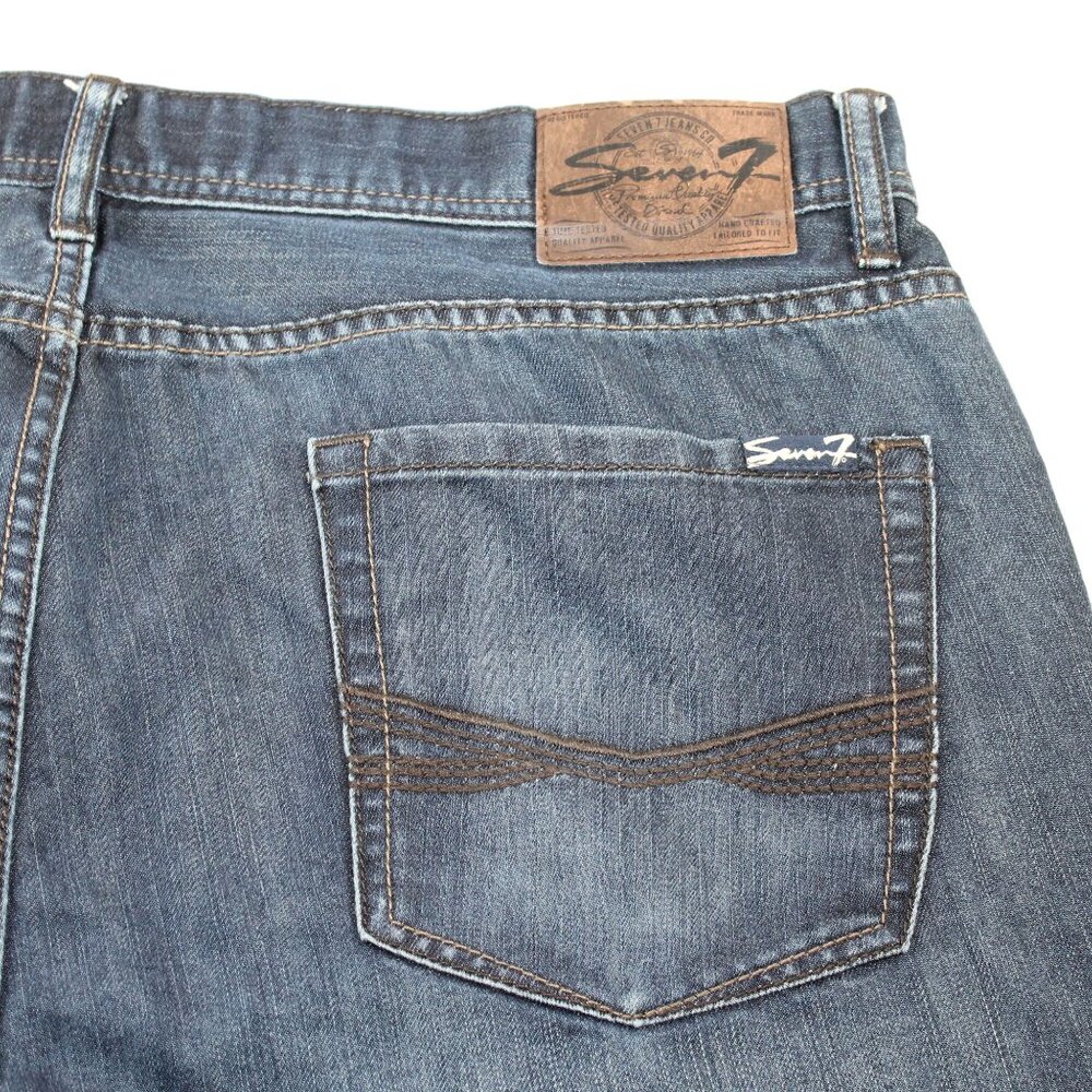 Seven7 Straight Denim Jeans Mens Size 39 X 31 Blue Dark Wash 5-Pocket Whisker - Picture 7 of 14